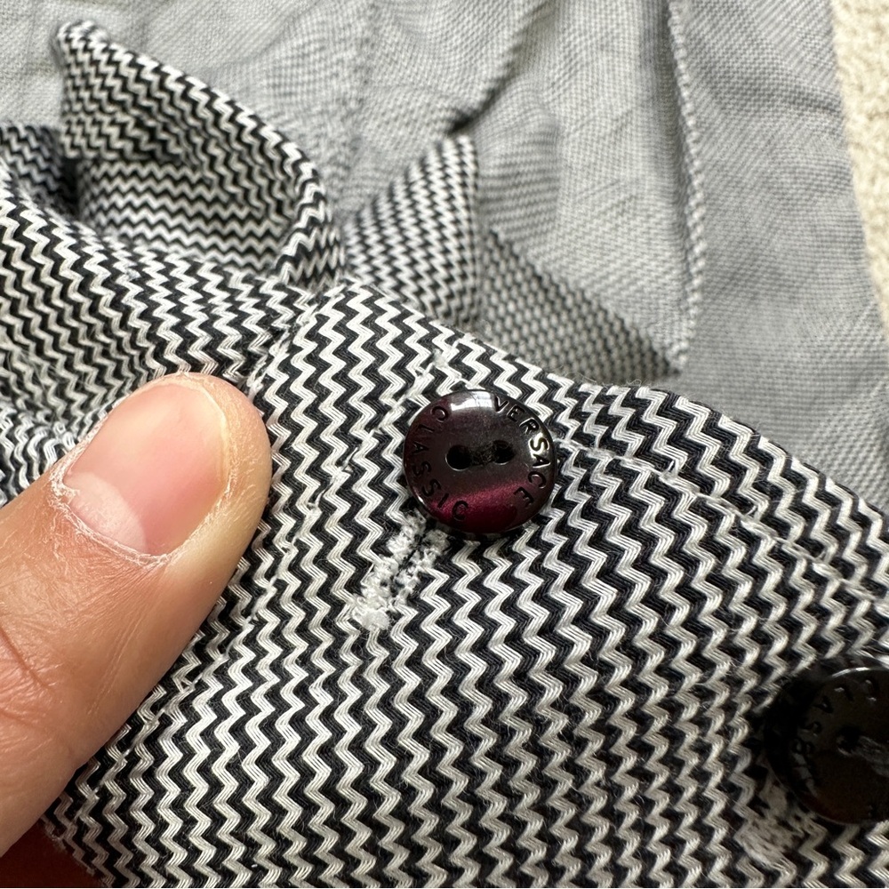 Versace Classic Men’s Button Up Shirt Longsleeve Sharkskin Print Geometric M - Picture 11 of 15